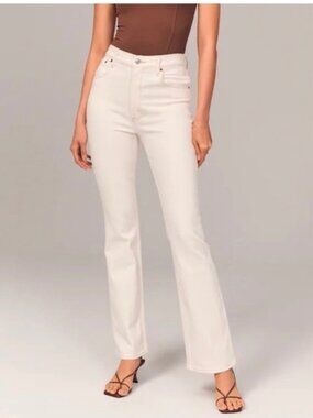 Abercrombie & Fitch The Flare Ultra High Rise Jeans Size 28 / 6R Ecru NEW